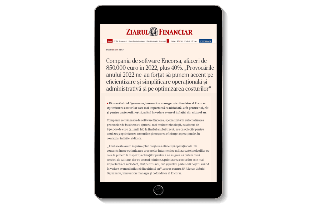 Interviu Ziarul Financiar: Răzvan Ogrezeanu, co-founder Encorsa despre anul 2022